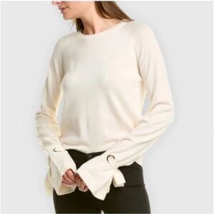 Maje ecru E18mory Cream Long Sleeve Top with Tie Details size 3 (large)